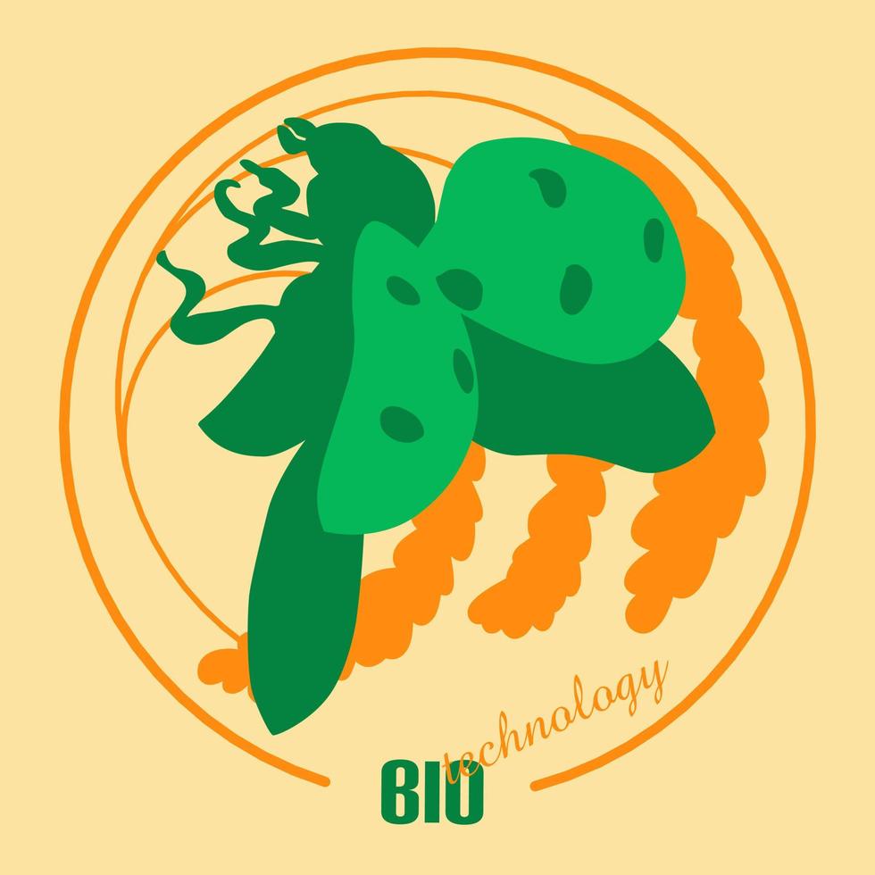 Ilustración de vector de símbolo de biotecnología de mariquita para diseño