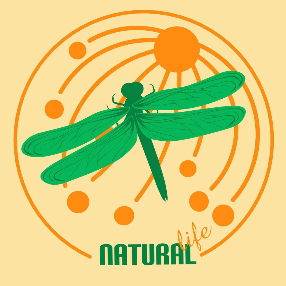 Ilustración de vector de símbolo natural de libélula para diseño