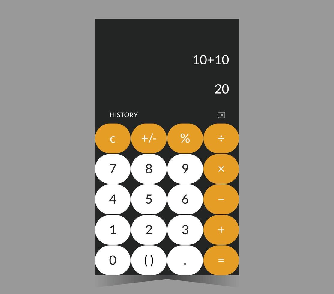 calculadora de pantalla de aplicación en el kit de interfaz de usuario de diseño de teléfono móvil. vector