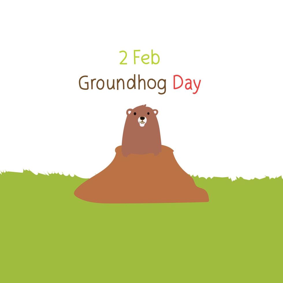 February 2 To March 1st is Groundhog Day Vector illustration.
