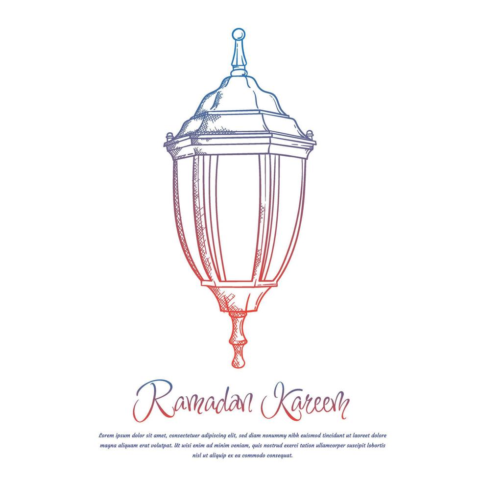 Hanging lantern design for ramadan kareem template in hand drawn design vector