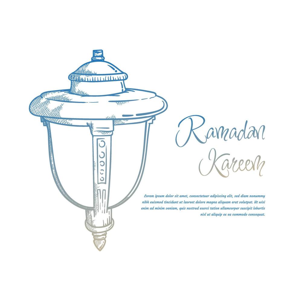 Lantern design in hand drawn concept design with gradient color for ramadan or eid template design vector