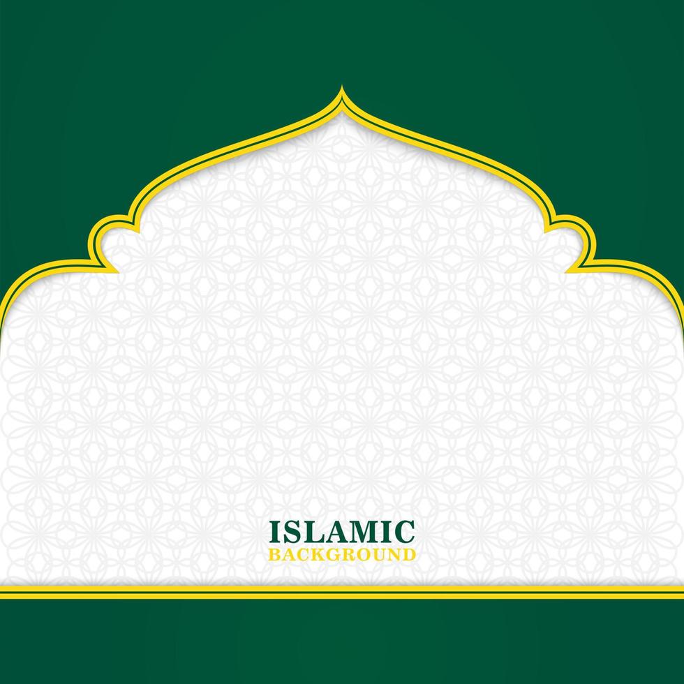 Green with yellow outline simple islamic background vector