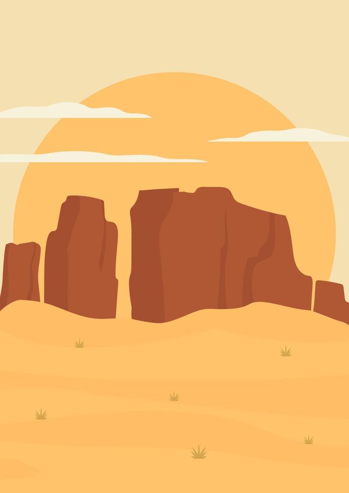 cartel estético del paisaje del desierto de arizona con textura. tonos tierra, colores beige. decoración de pared bohemia. impresión de arte minimalista moderno de mediados de siglo vector