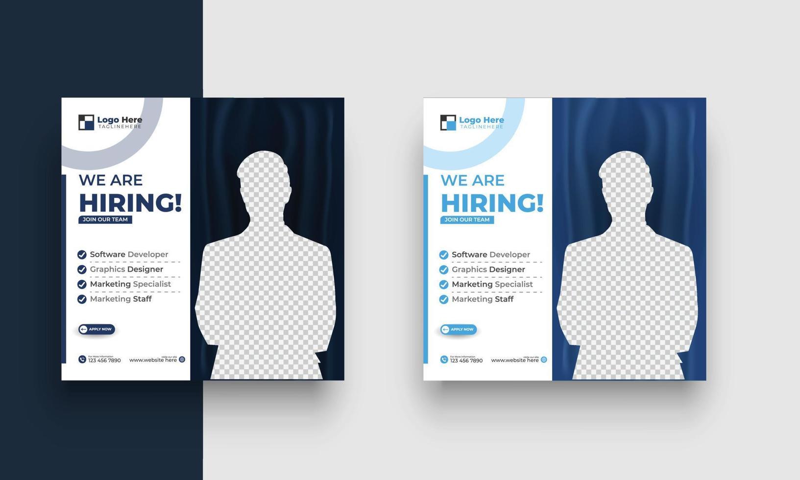 Poster for we are hiring. employees needed. Job recruitment design for companies or agency vector