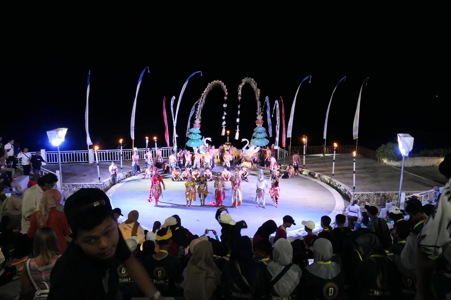 Kecak dance performance on Melasti Beach, bali, Indonesia photo