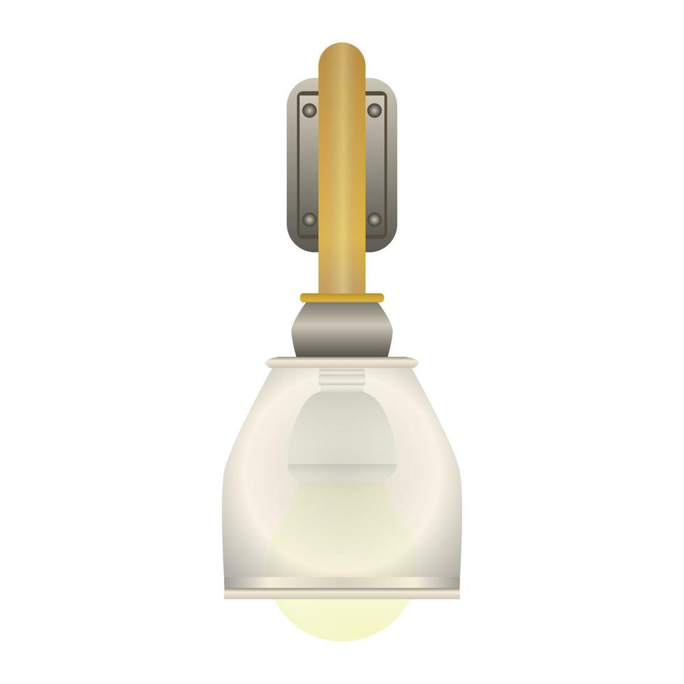 lámpara exterior transparente colgante con pantalla blanca en estilo realista. bombilla de vidrio Ilustración de vector colorido aislado sobre fondo blanco.