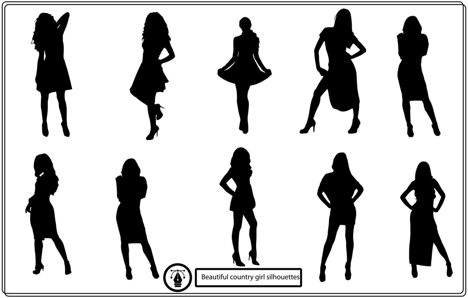 Silhouette Beautiful Country girl vector