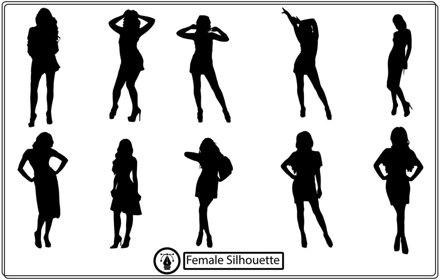 conjunto de siluetas vectoriales femeninas. gratis vector