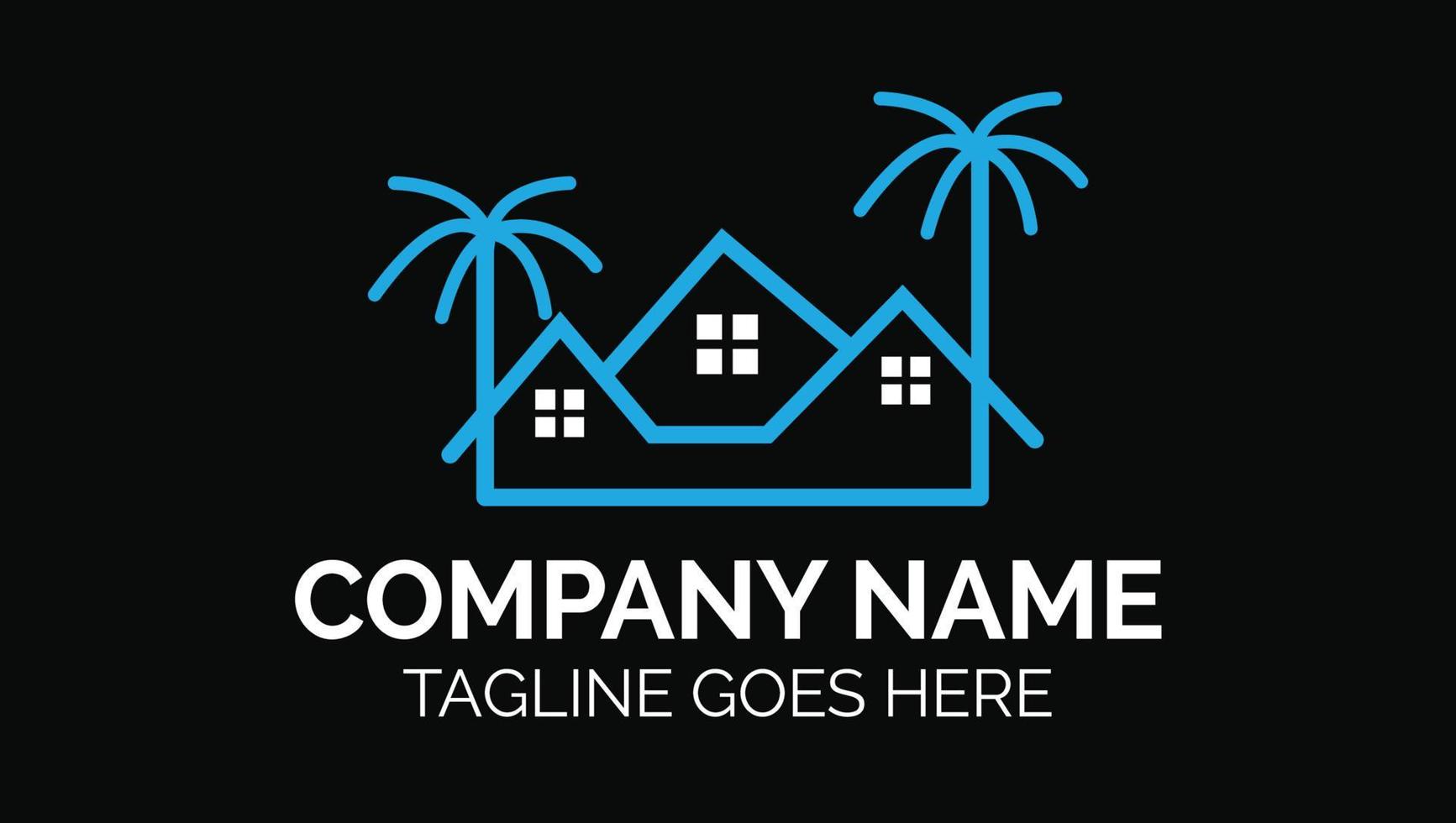 Minimal House and Building Palm tree Outdoor Modern Logo Design Template vector