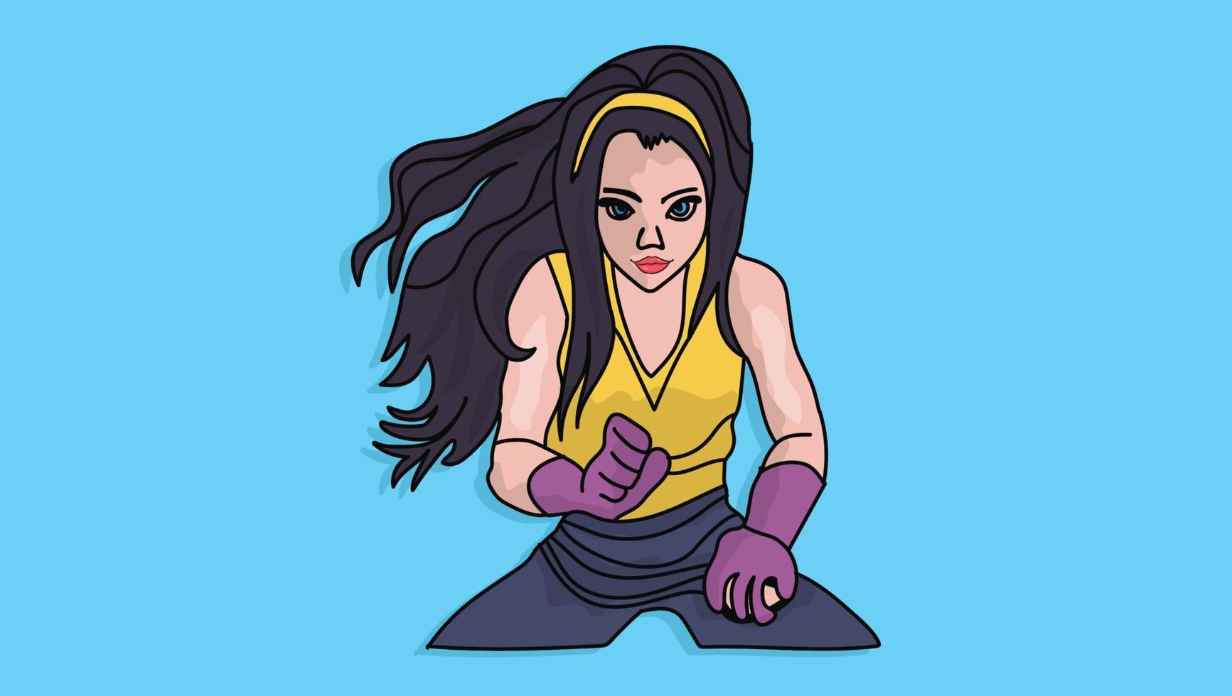 A bold and striking female comic character in a visually stunning vector illustration