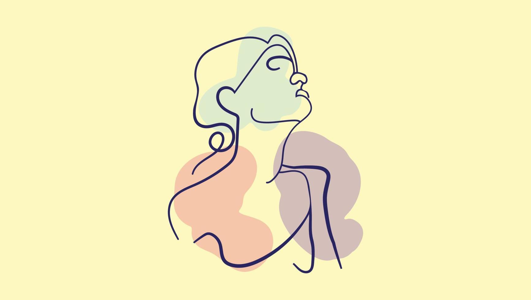 A modern, abstract geometric interpretation of a woman's face, created with a single, continuous line on a minimalistic background Boho Wall Print Digital Print vector