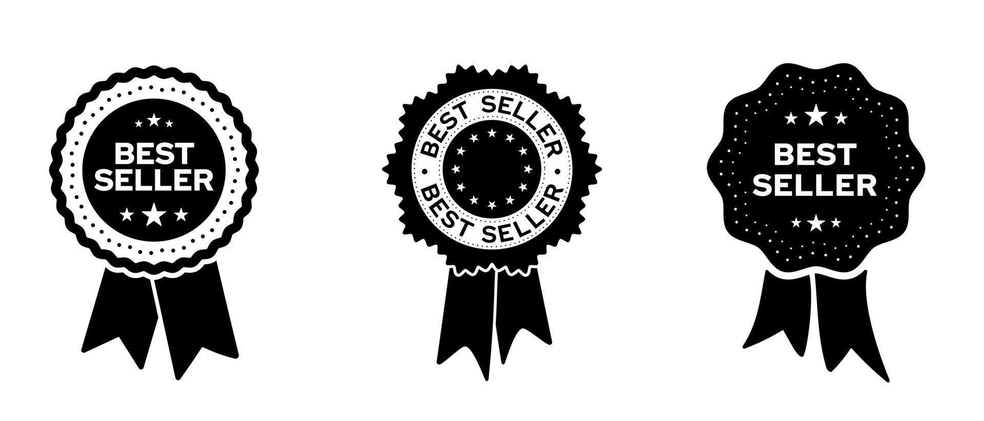 conjunto de iconos de insignia de cinta de mejor vendedor. ilustración vectorial vector