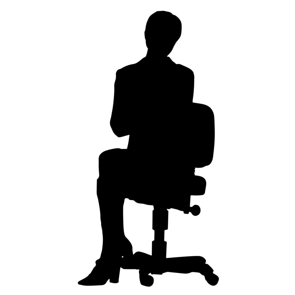 Vector silhouettes of women. Sitting woman shape. Black color on isolated white background. Graphic illustration.