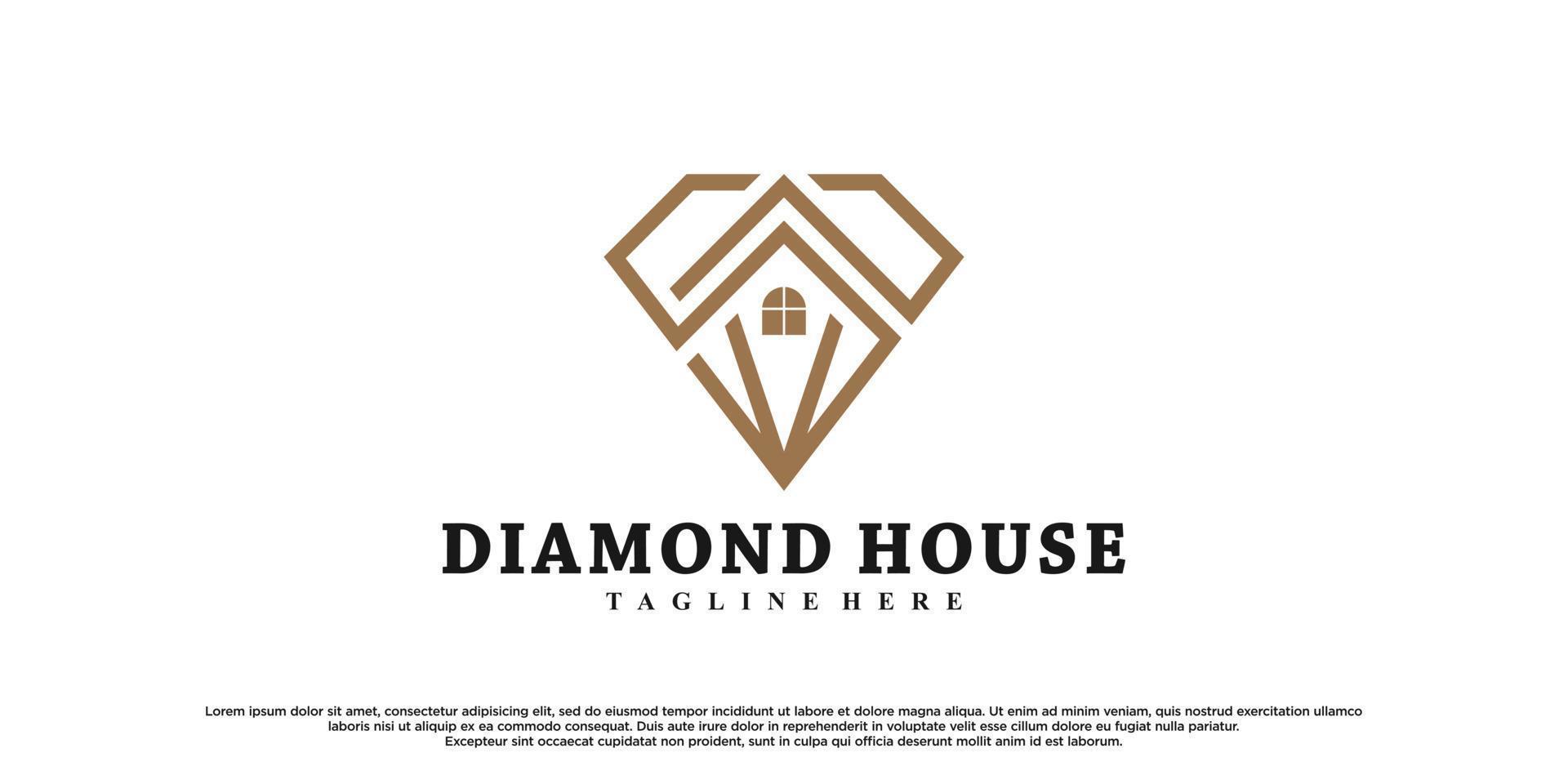 Diamond house logo design with creative concept Premium Vector