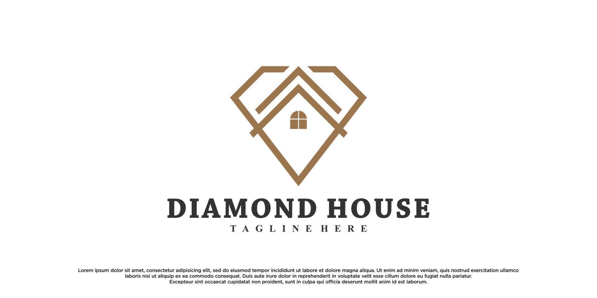 Diamond house logo design with creative concept Premium Vector