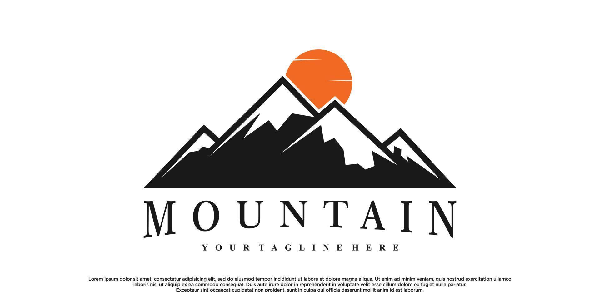 Mountains logo design with vintage unique concept Premium Vector