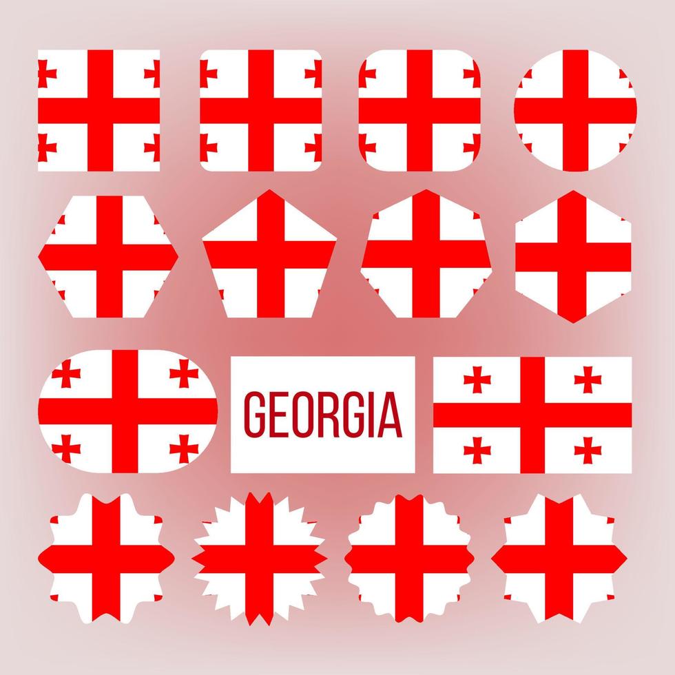 Georgia Flag Collection Figure Icons Set Vector