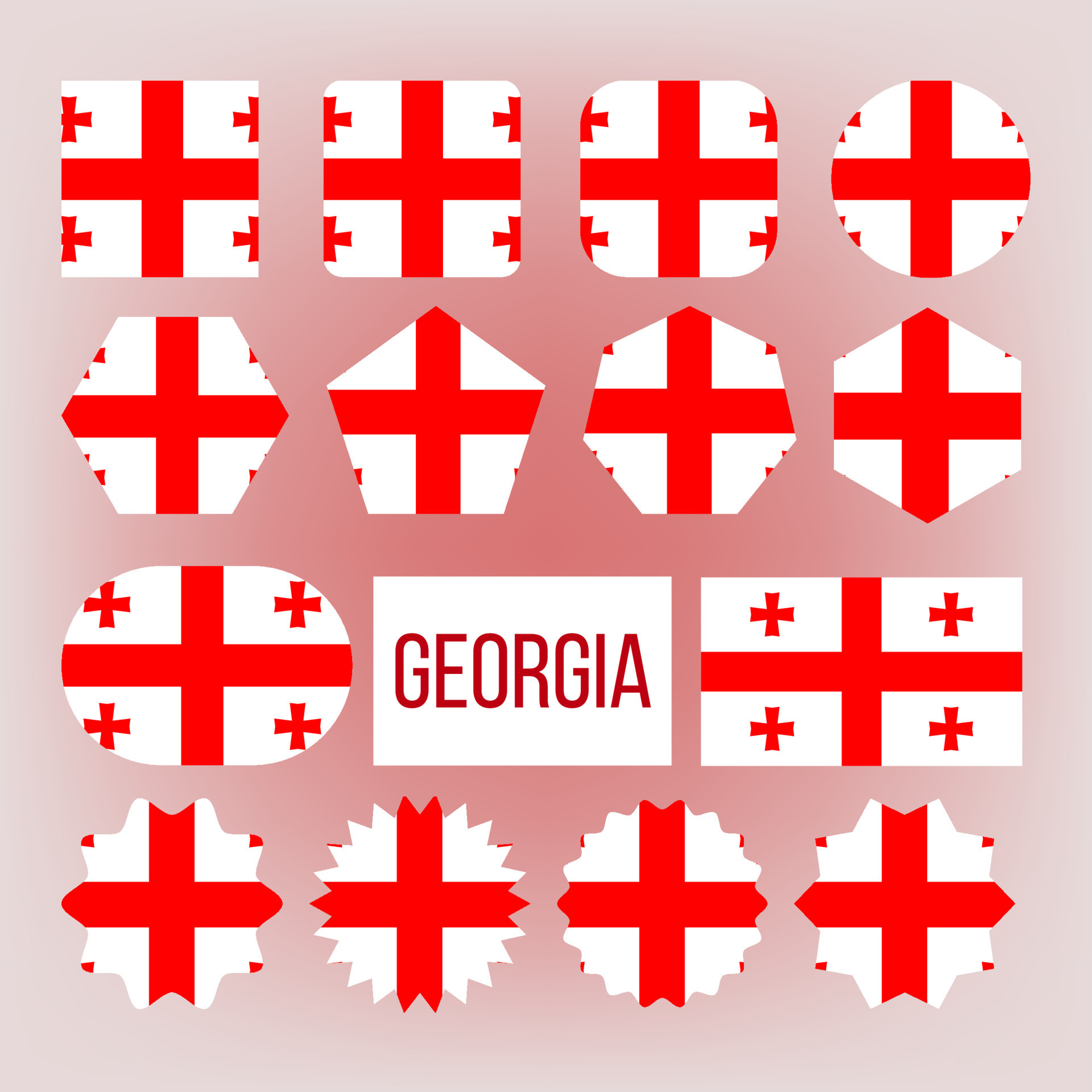 Georgia Flag Collection Figure Icons Set Vector 17360499 Vector Art at
