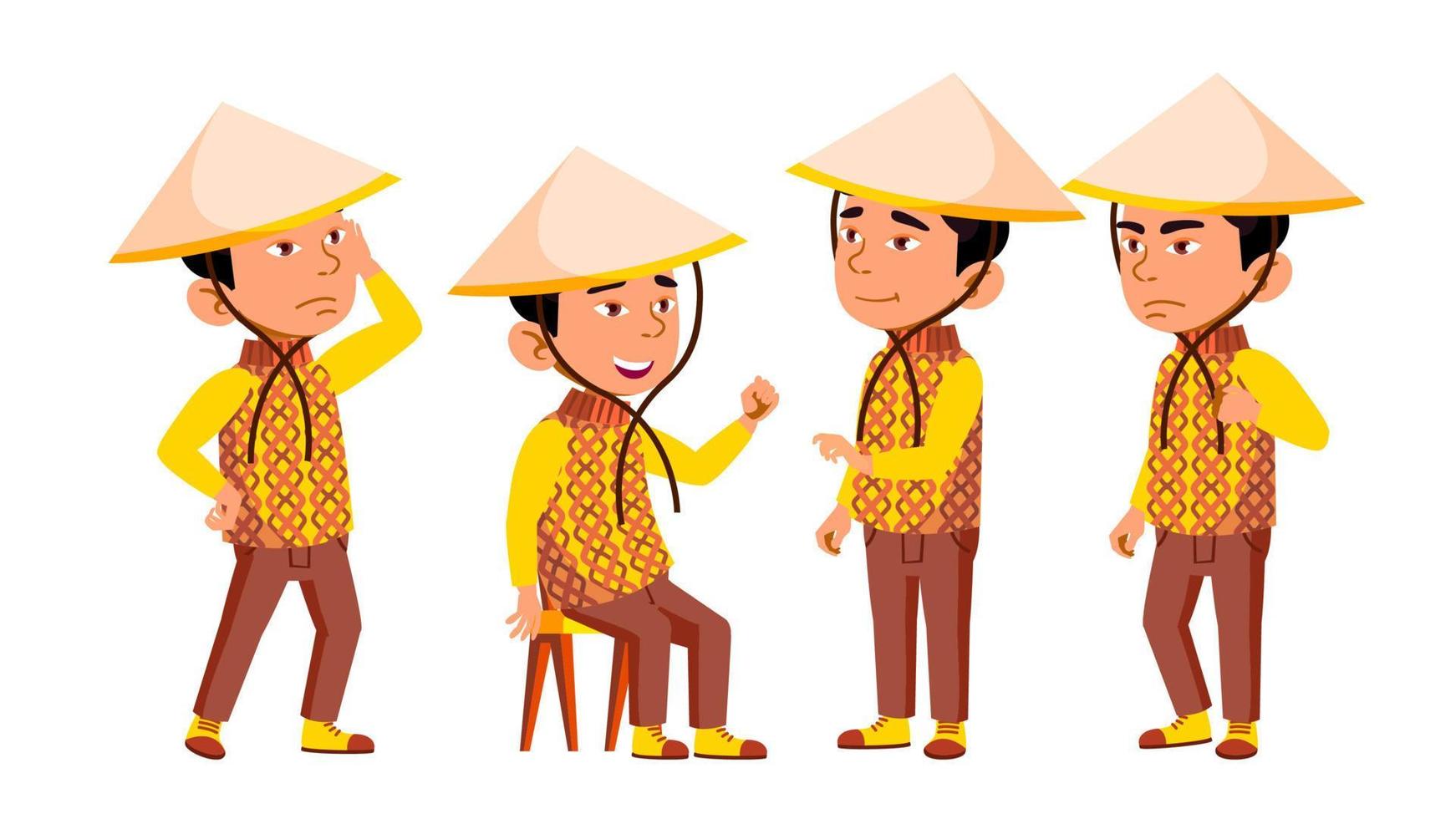 Group Of Character Vietnamese Children Vector