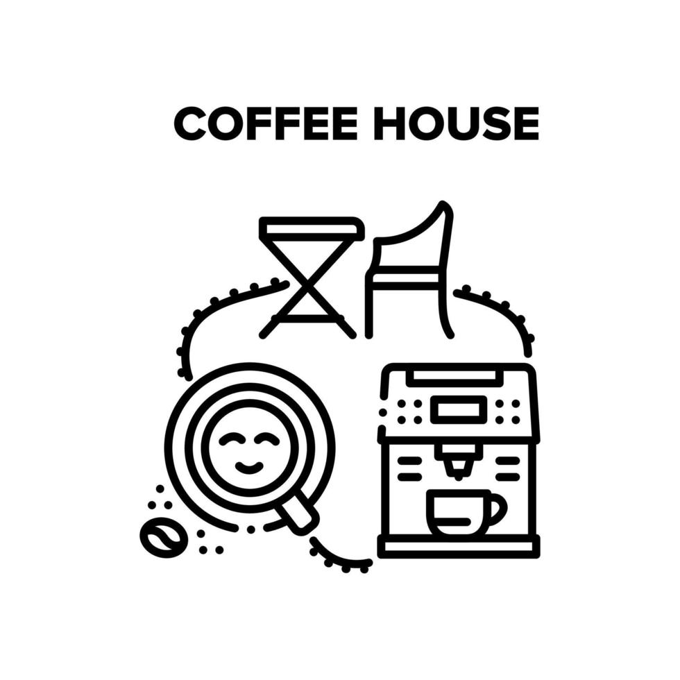 Coffee House Vector Black Illustrations