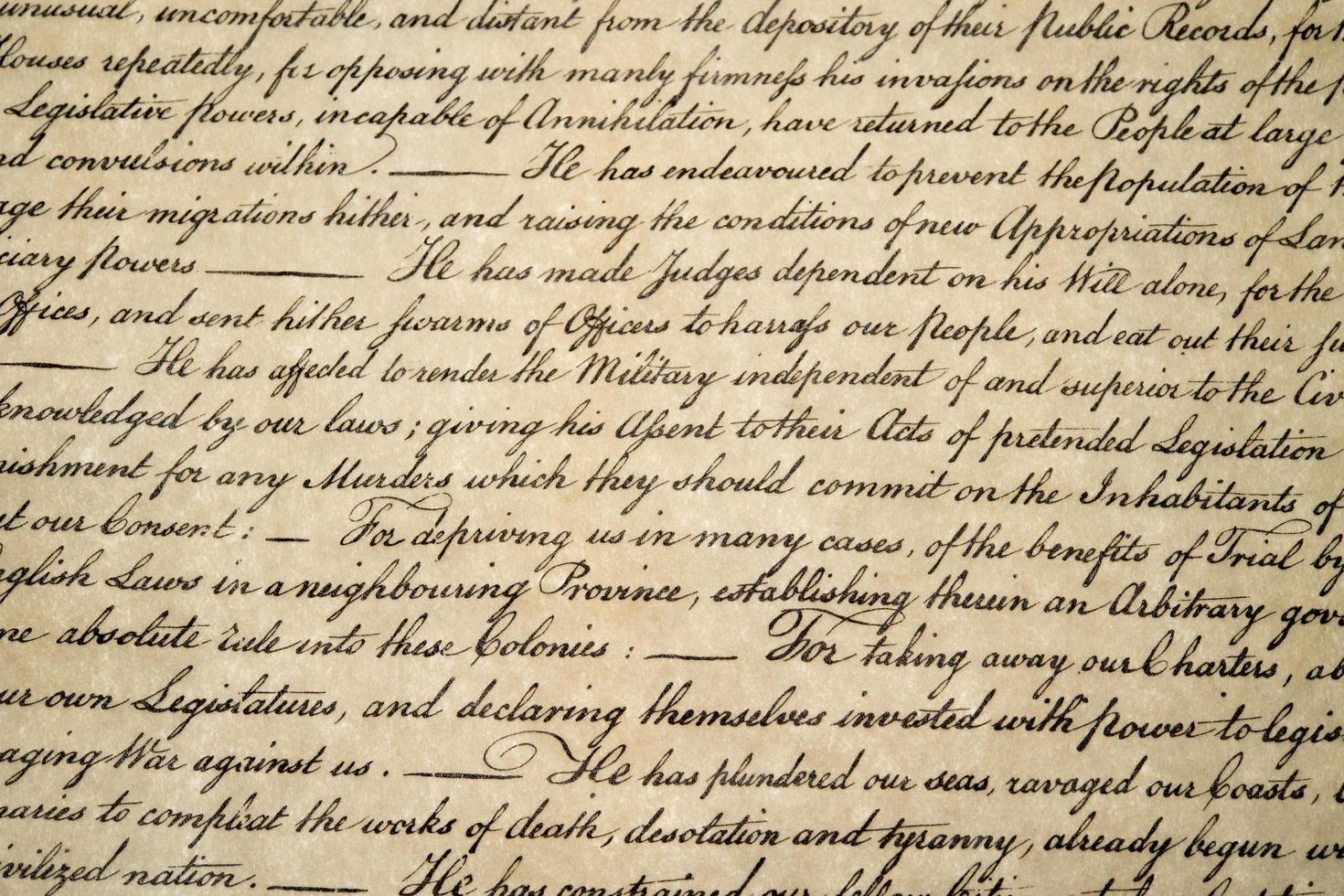 Declaration of independence 4th july 1776 close up photo