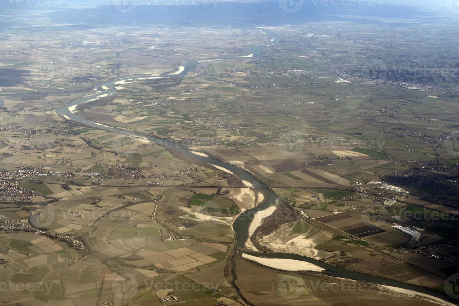 Po River Valley Italy aerial view panorama photo