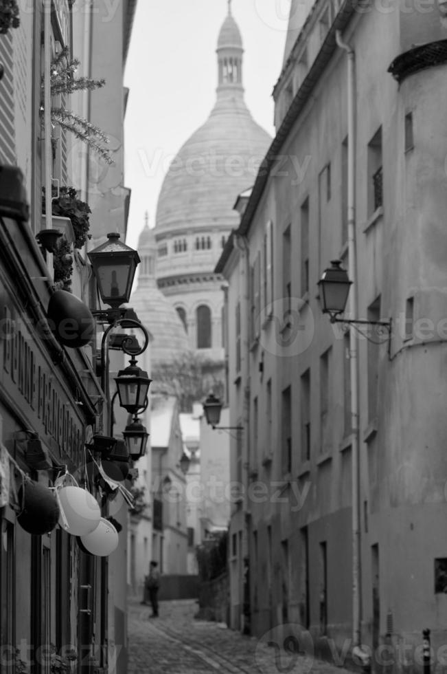 Paris Montmatre view in black and white photo