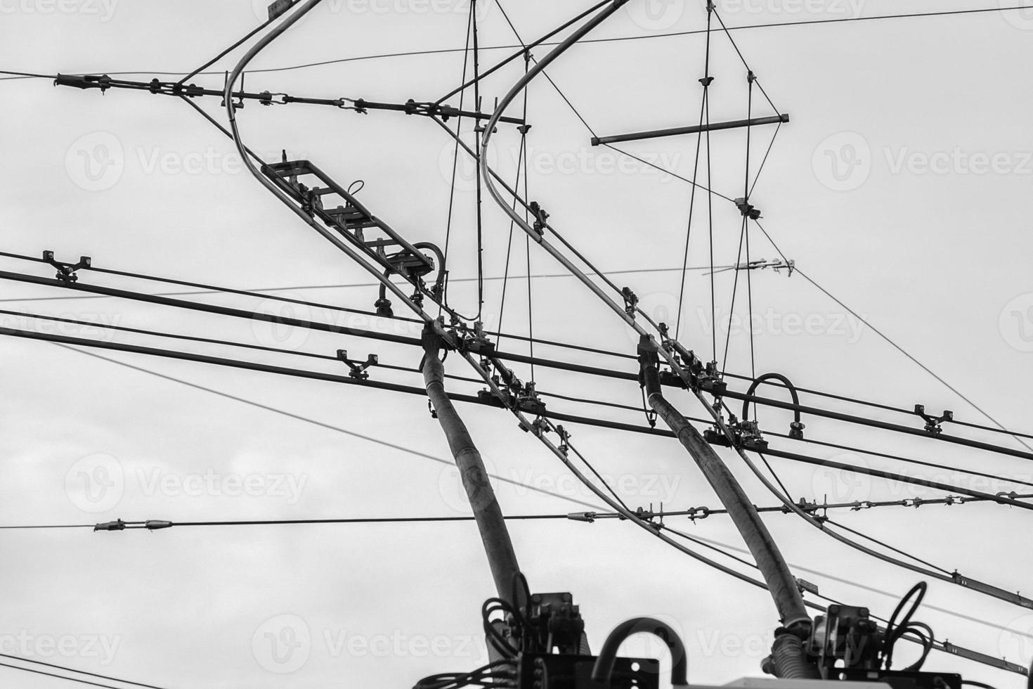 detalles de los cables del tranvía de cerca foto