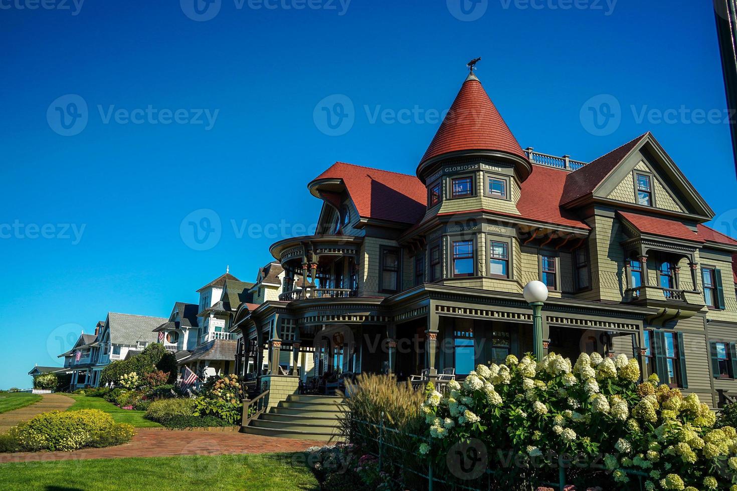 martha vineyard gingerbread colorful houses photo