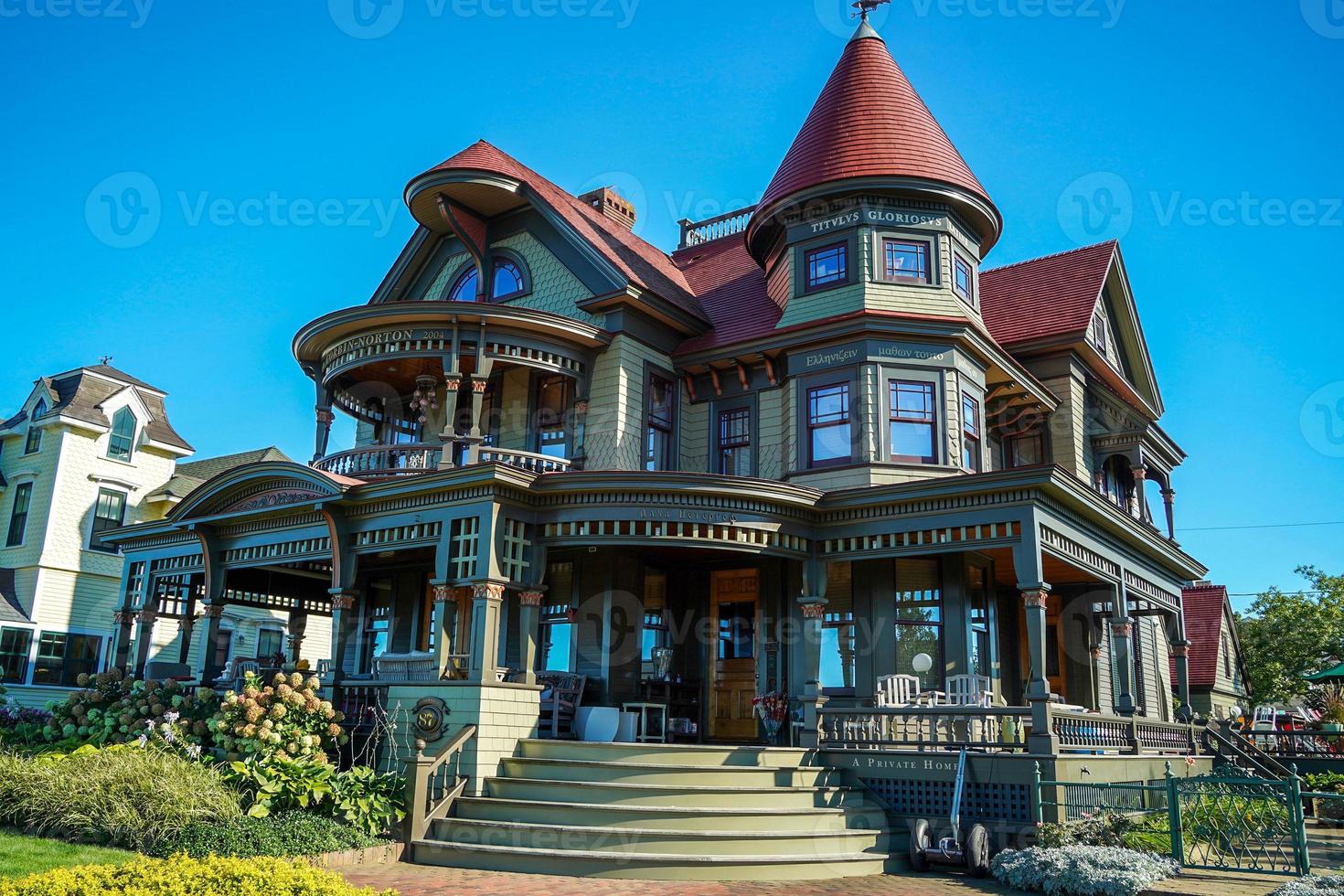 martha vineyard gingerbread colorful houses photo