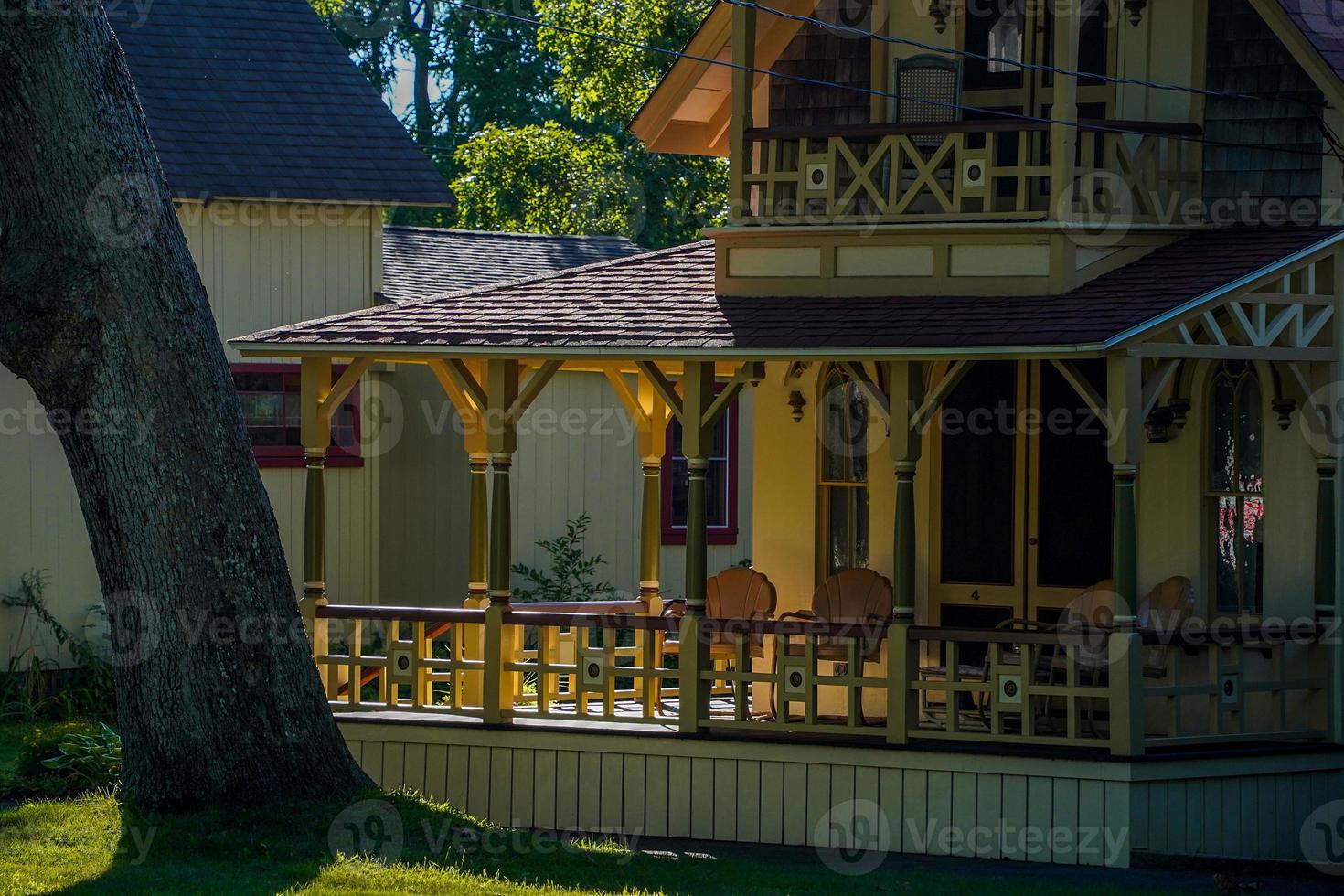 martha vineyard gingerbread colorful houses photo