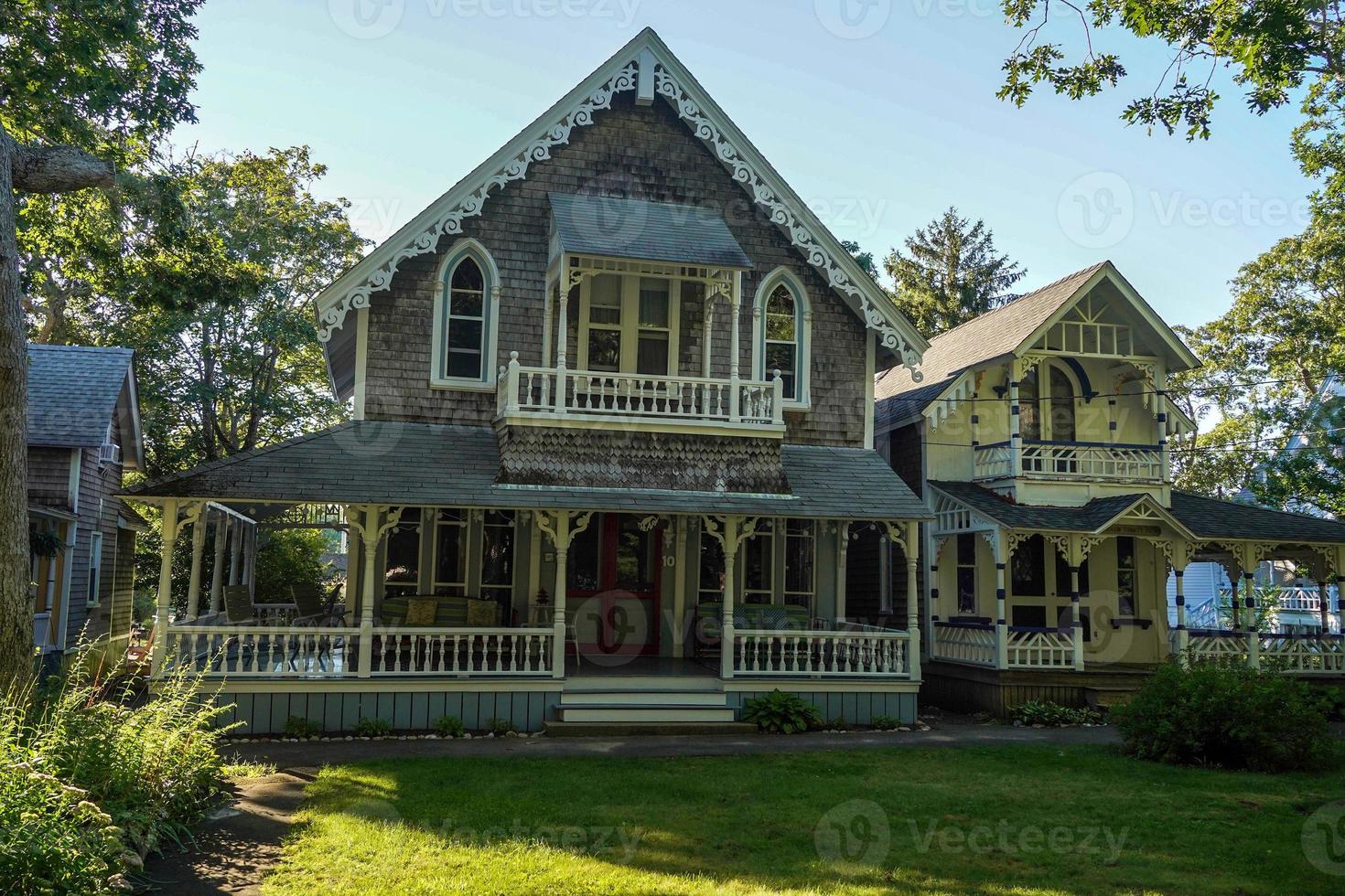 martha vineyard gingerbread colorful houses photo