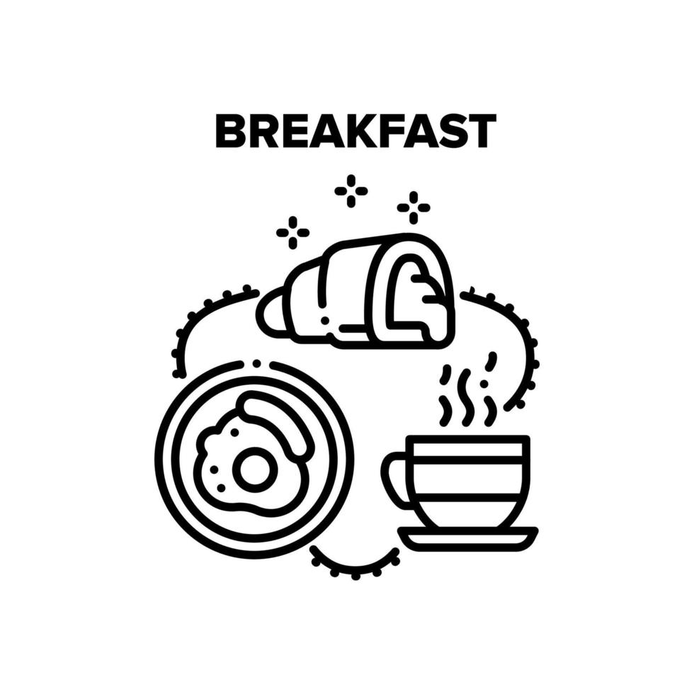 Breakfast Food Vector Black Illustrations