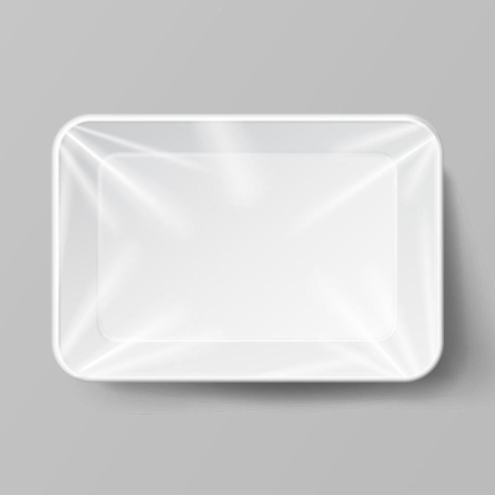 White Empty Blank Styrofoam Plastic Food Tray vector