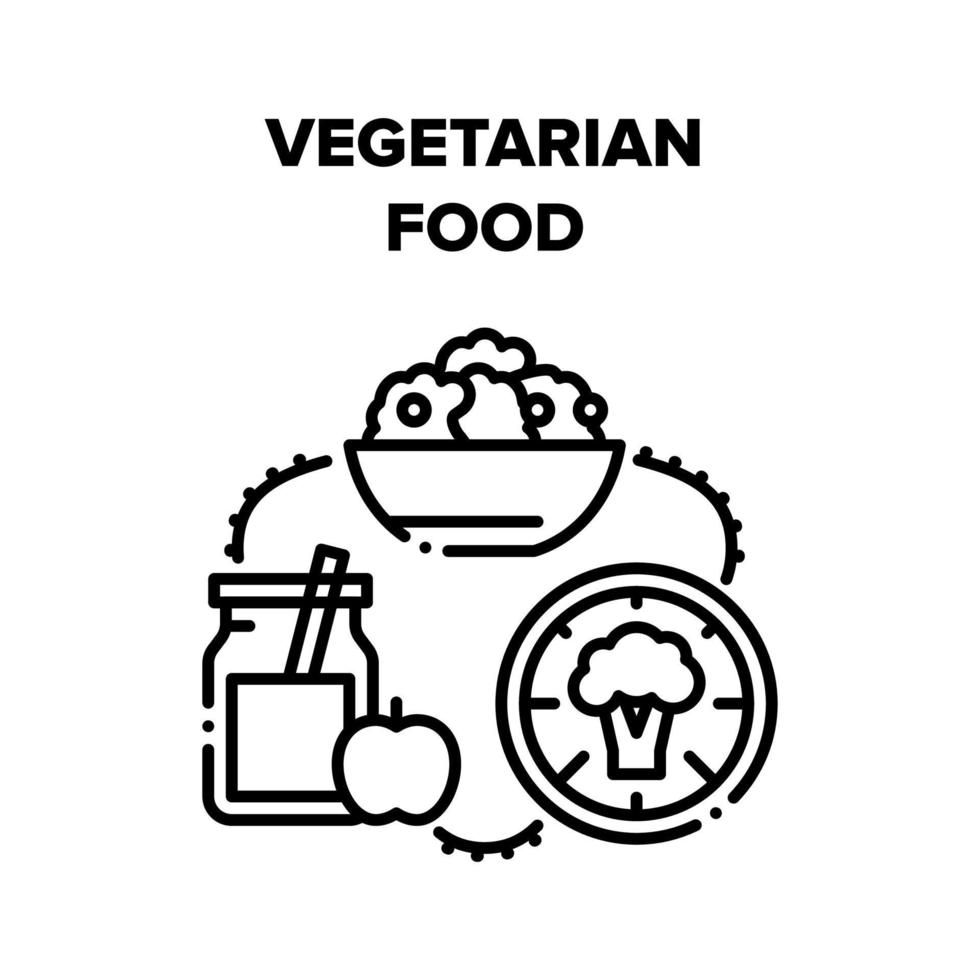 Ilustraciones de comida vegetariana vector negro