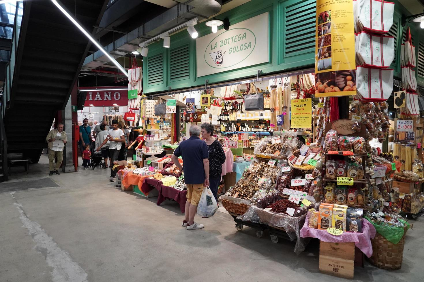 FLORENCE, ITALY - SEPTEMBER 1 2018 - People buying at old city market photo