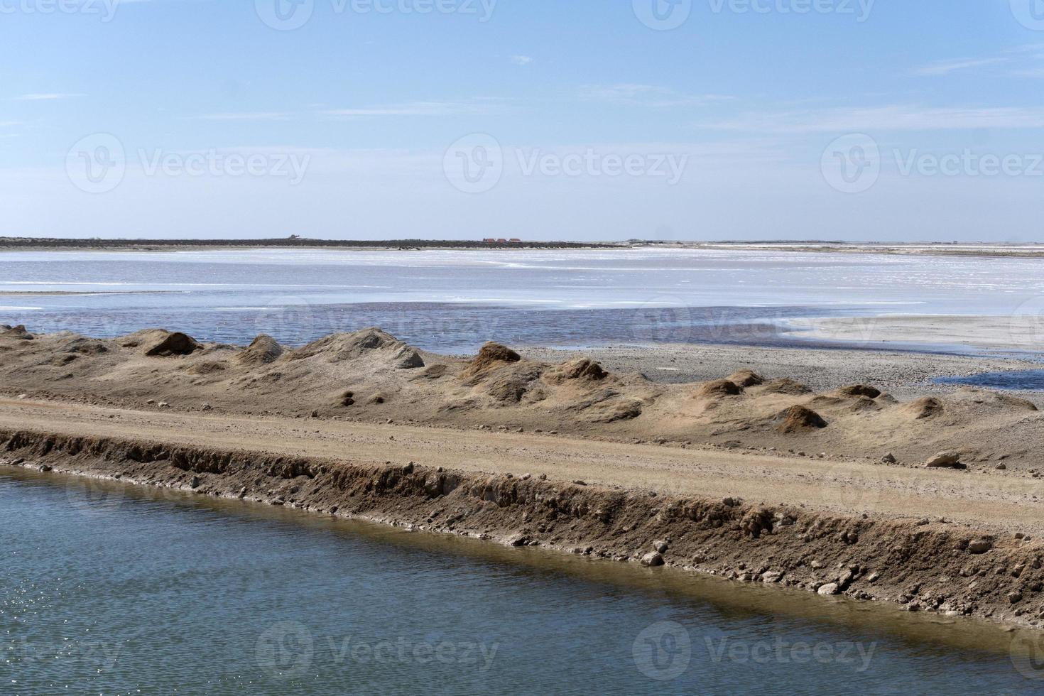 Sea salt saline factory in Baja California desert photo