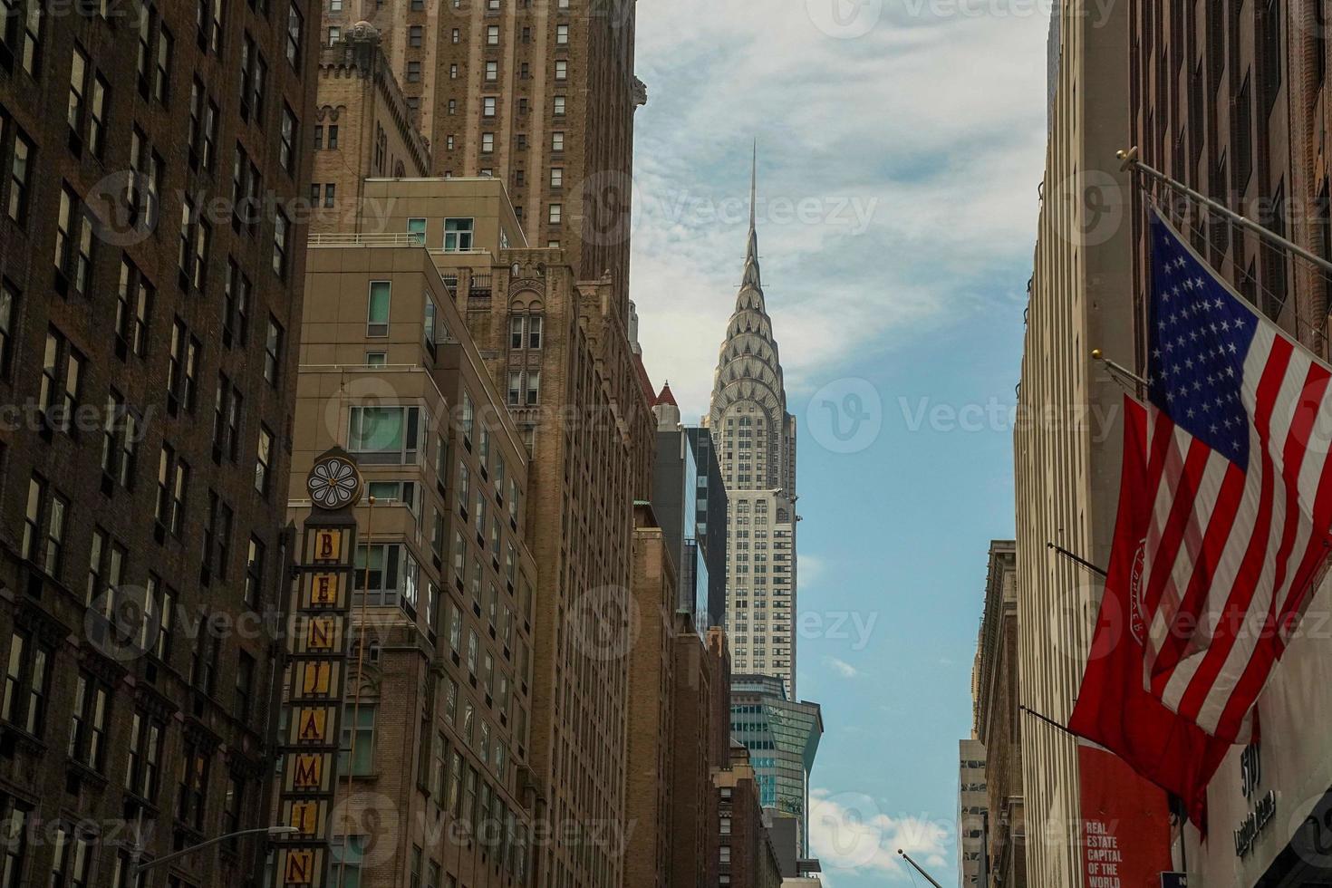 new york city skycrapers from street chrysler building photo