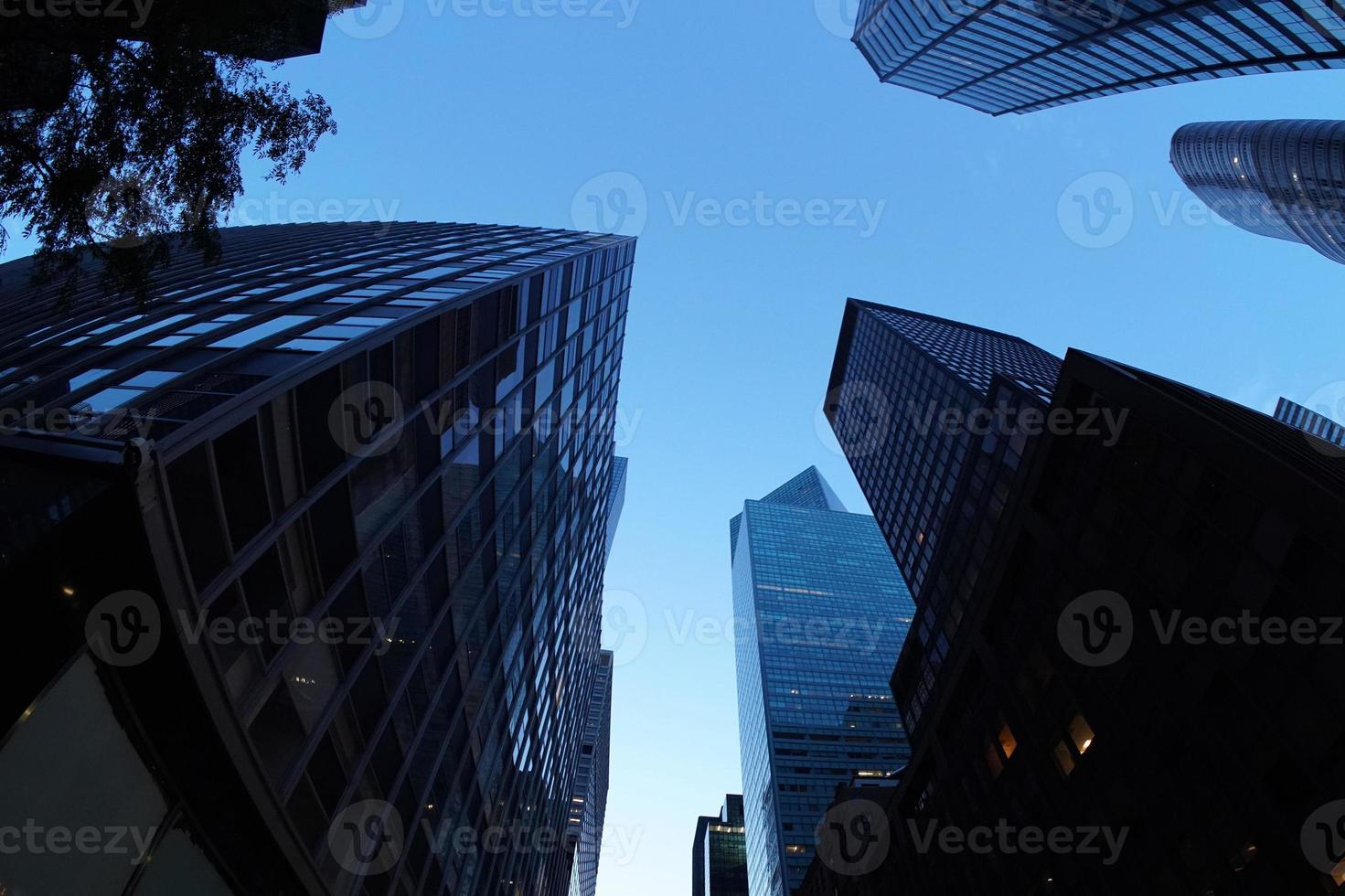 new york city night skyscraper cityscape from street photo