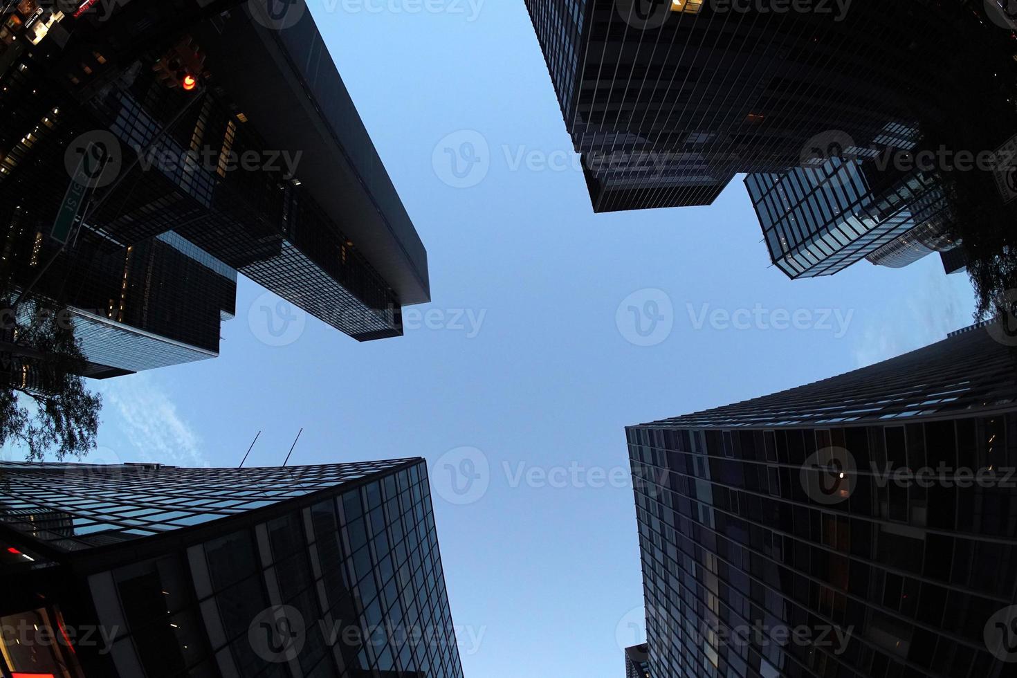 new york city night skyscraper cityscape from street photo