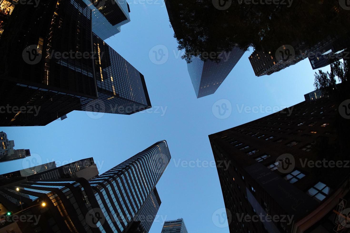 new york city night skyscraper cityscape from street photo