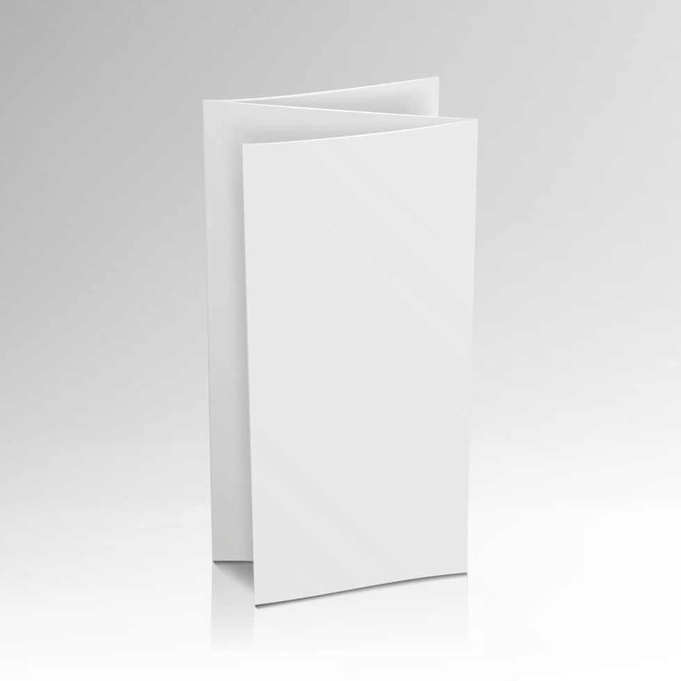 Blank Folder White Brochure. Vector 3D Mockup. Bend Card Flyer For Business Presentation Illustration