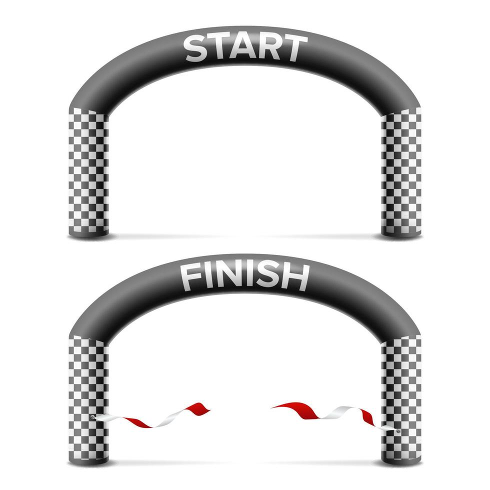 Finish, Start Line Arch Isolated Vector. Sport Event. Triathlon, Skiing, Marathon Racing Concept. Isolated On White Illustration vector