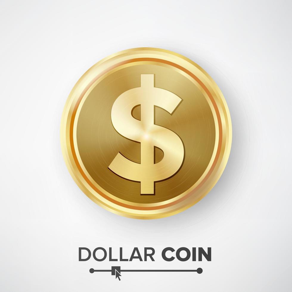 dólar, moneda de oro, vector