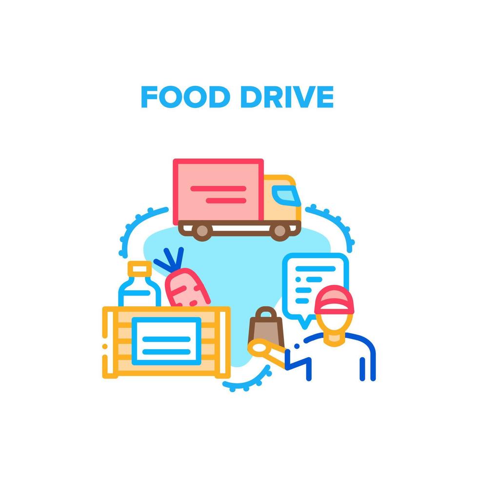 Food Drive Box Vector Concept Color Illustration