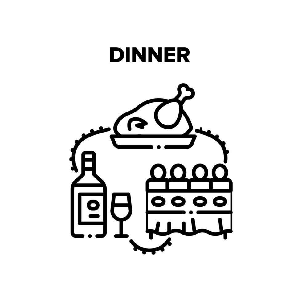 cena con la familia en el color del concepto de vector de mesa