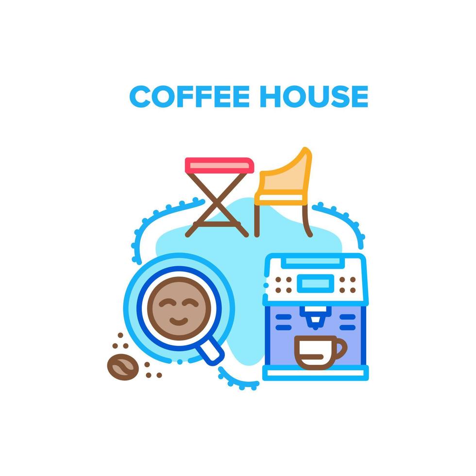 ilustración de color de concepto de vector de casa de café