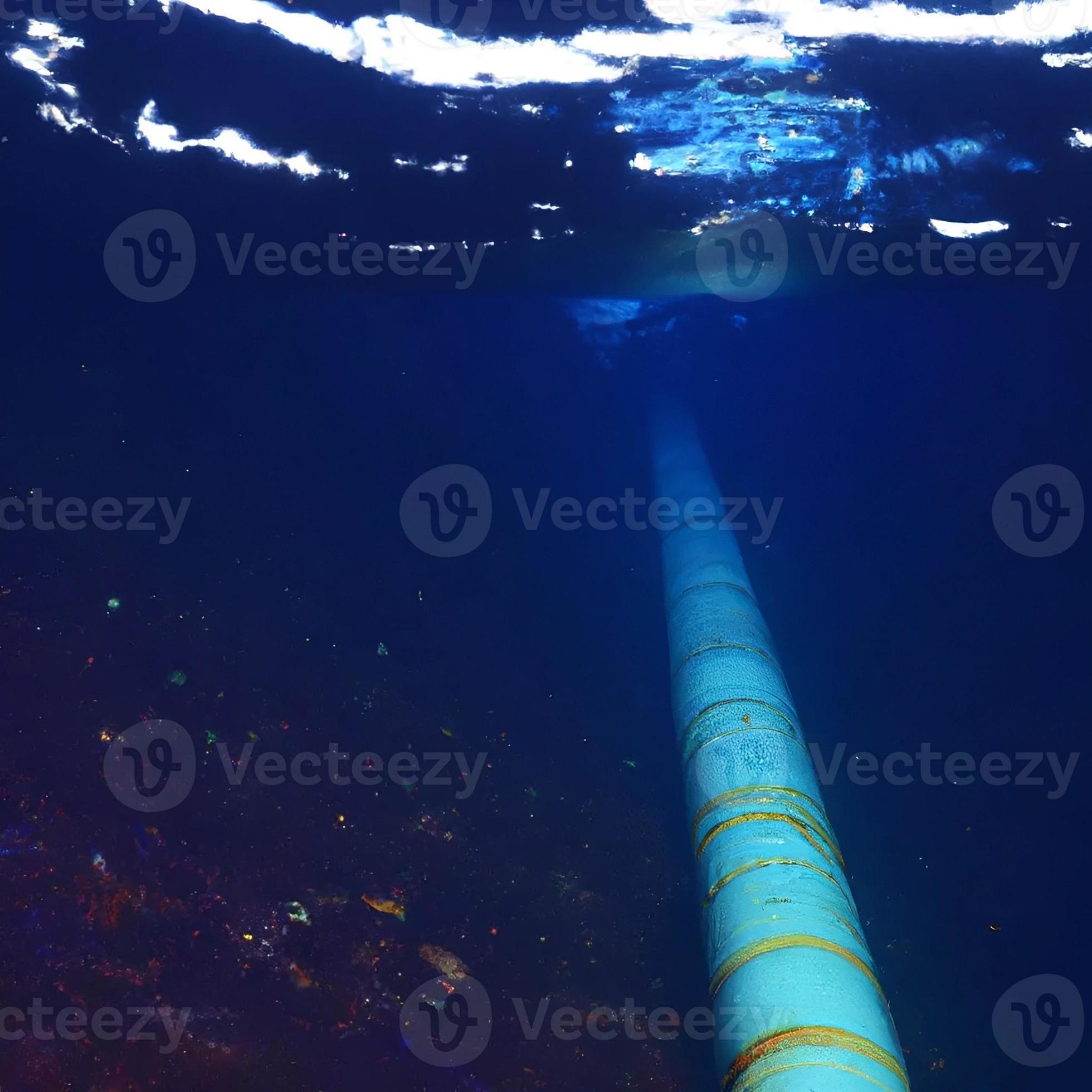 nord stream gas pipeline underwater imaginary illustration leaking gas