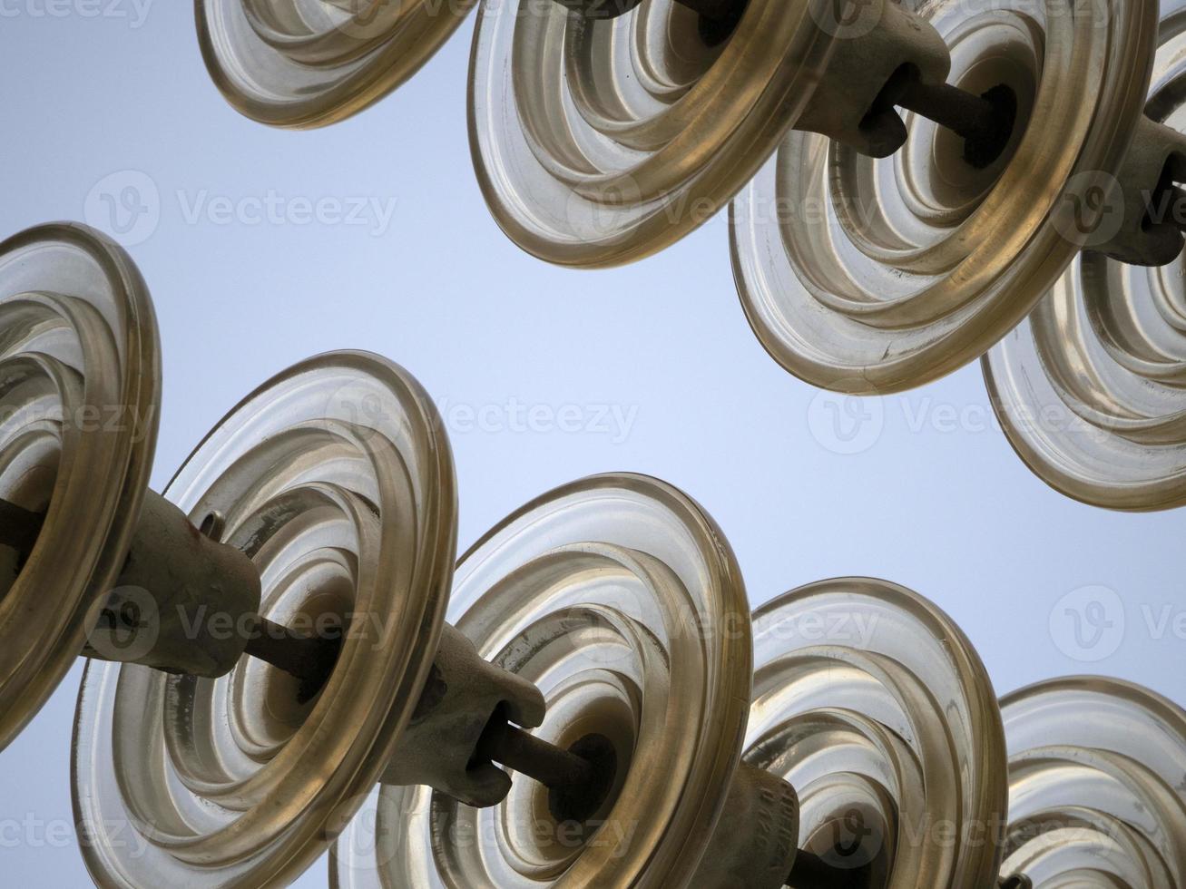 High Voltage electric wires cap and pin insulator detail photo